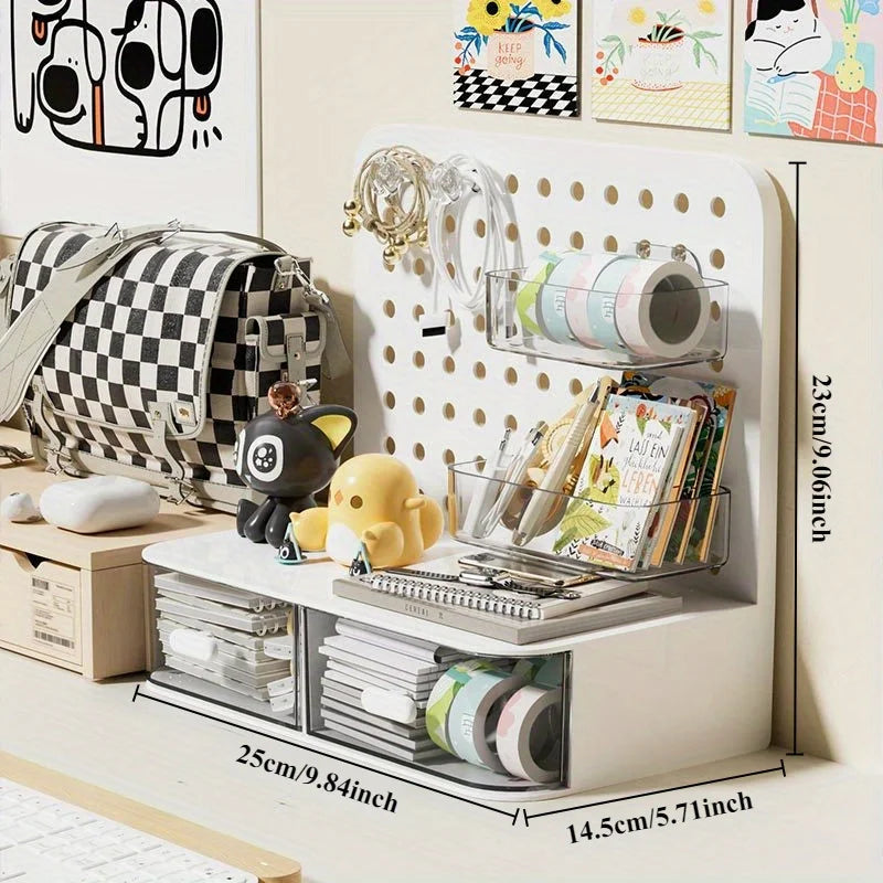 Desk storage pegboard organiser