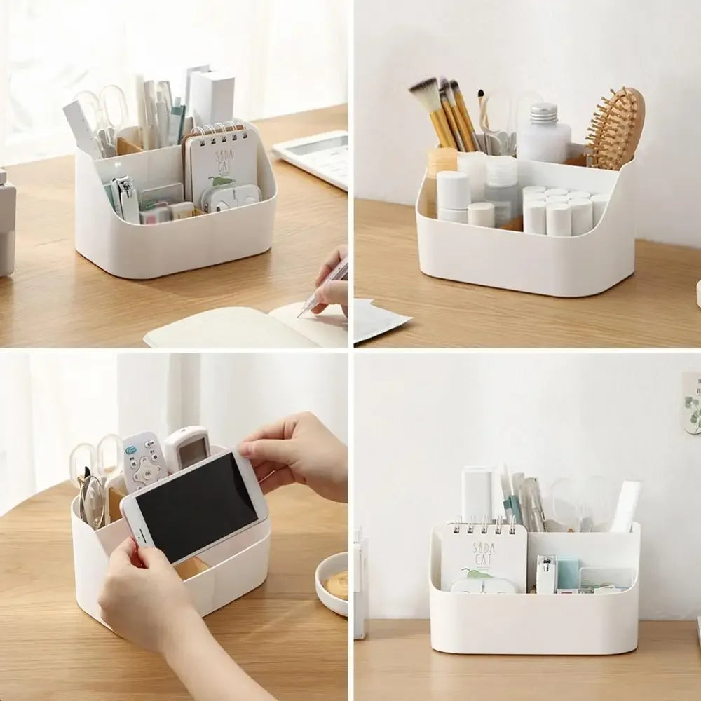 White desk organiser container