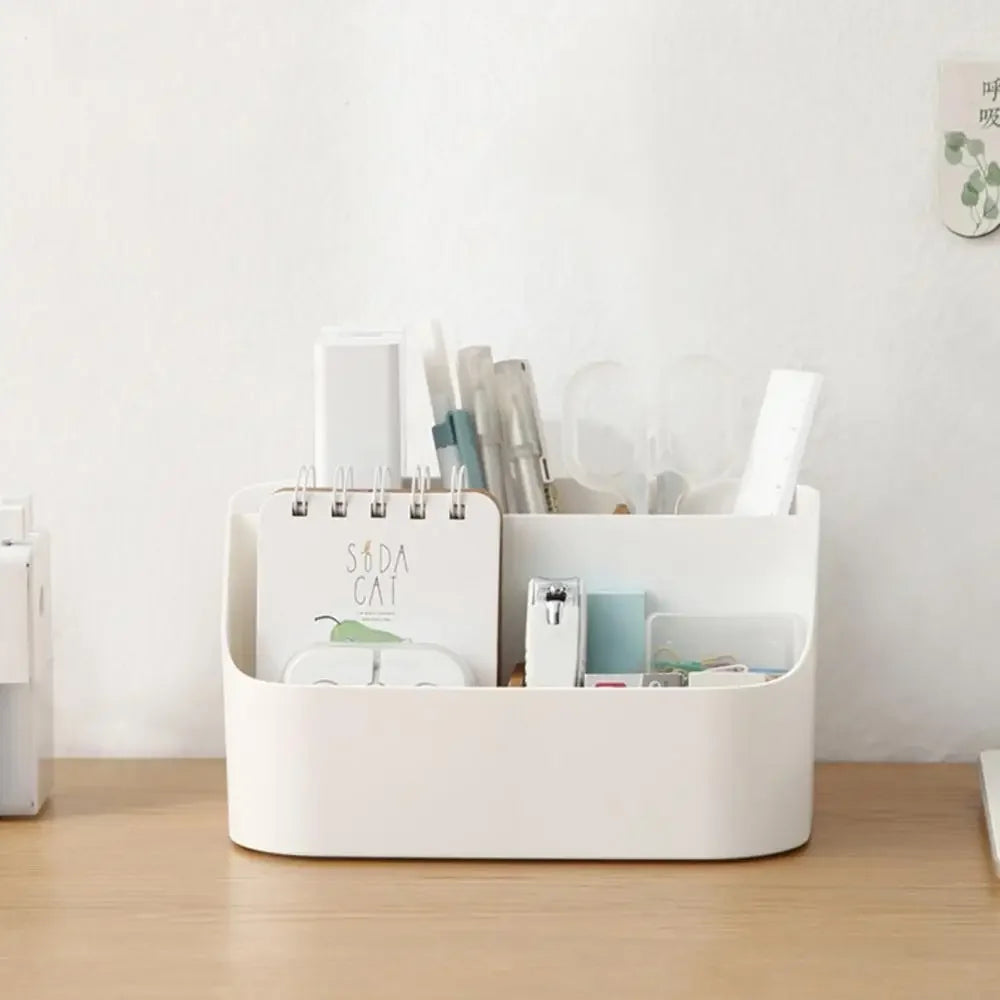 White desk organiser container